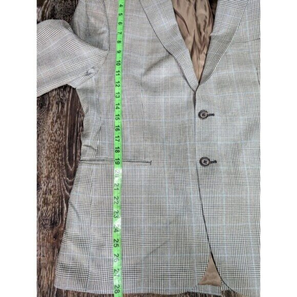 Ralph Lauren Suit Jacket Men Sz 40 S Silk Wool Blend Tan Plaid Blazer Sport 105 - Picture 8 of 8